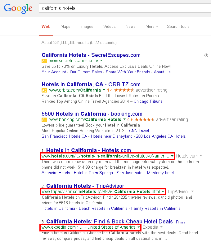 California hotels search